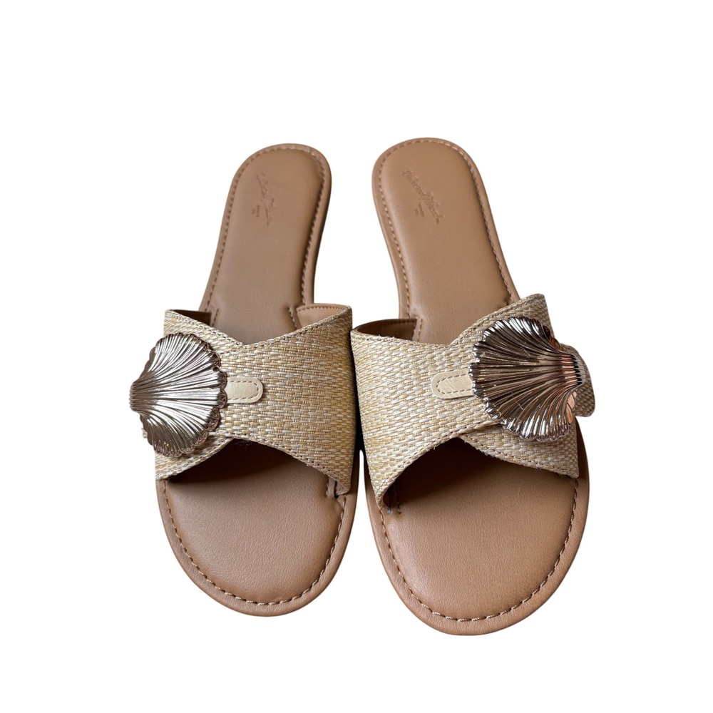 Universal Thread Nesryn Tan Woven Seashell Slide Sandals Womens 10 New